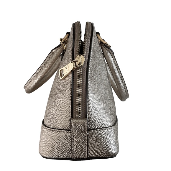 Coach Mini Sierra Dome Satchel Crossgrain Metallic Light Gold Leather F22315 - Picture 8 of 9